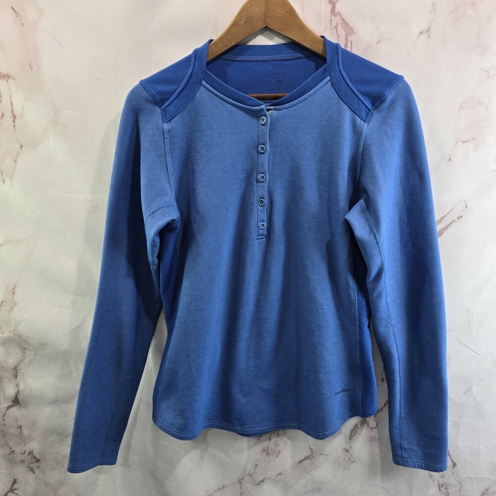 Patagonia Shirt Womens Large Blue Henley Active Long Sleeve Capilene